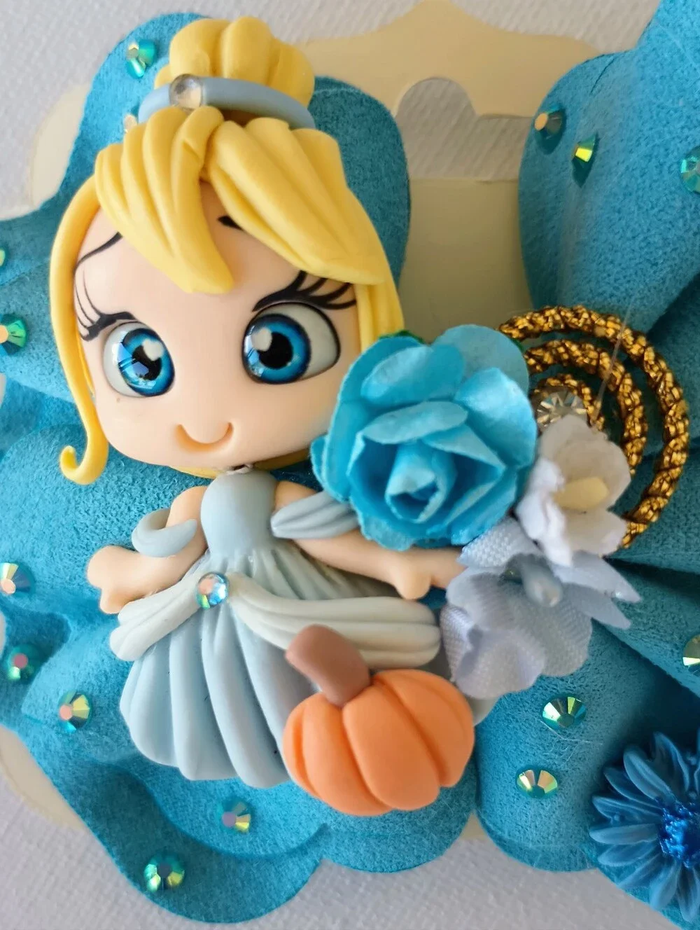 Handmade Pumpking Princess Inspired Hair Bow -Blue Boutique Girls Bow.🎀✨